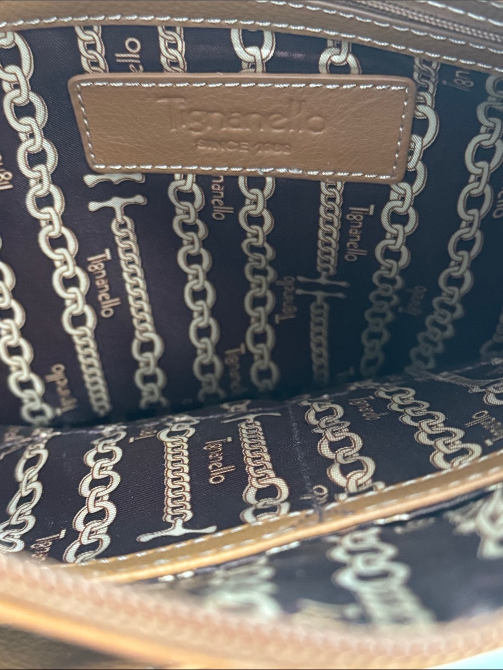 Tignanello Cognac Brown Leather Crossbody with Dual Front Zips - Picture 5 of 10